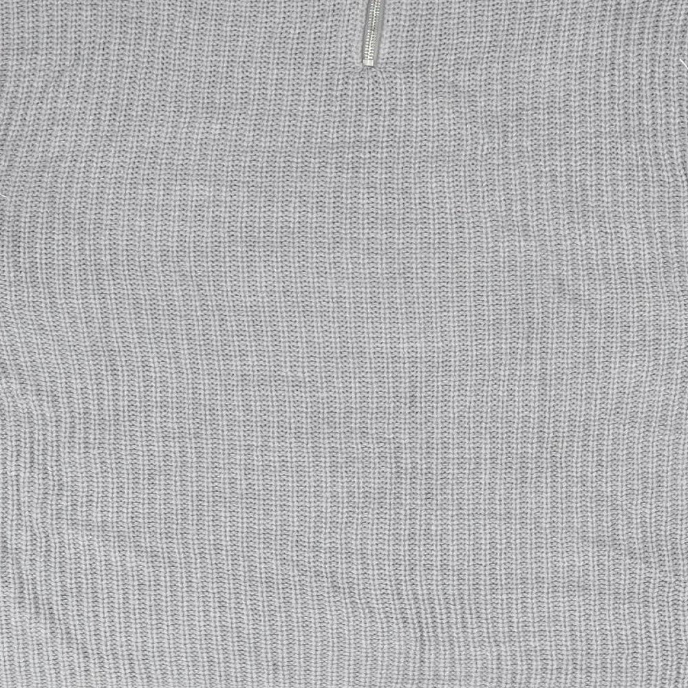 Dorothy Perkins Womens Grey  Acrylic Basic T-Shirt Size 14 Round Neck