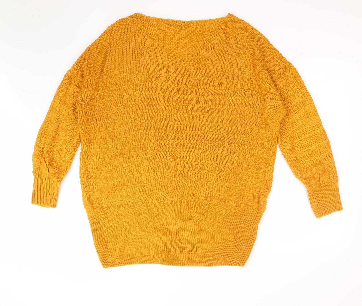 Yours Womens Yellow V-Neck  Acrylic Pullover Jumper Size 20