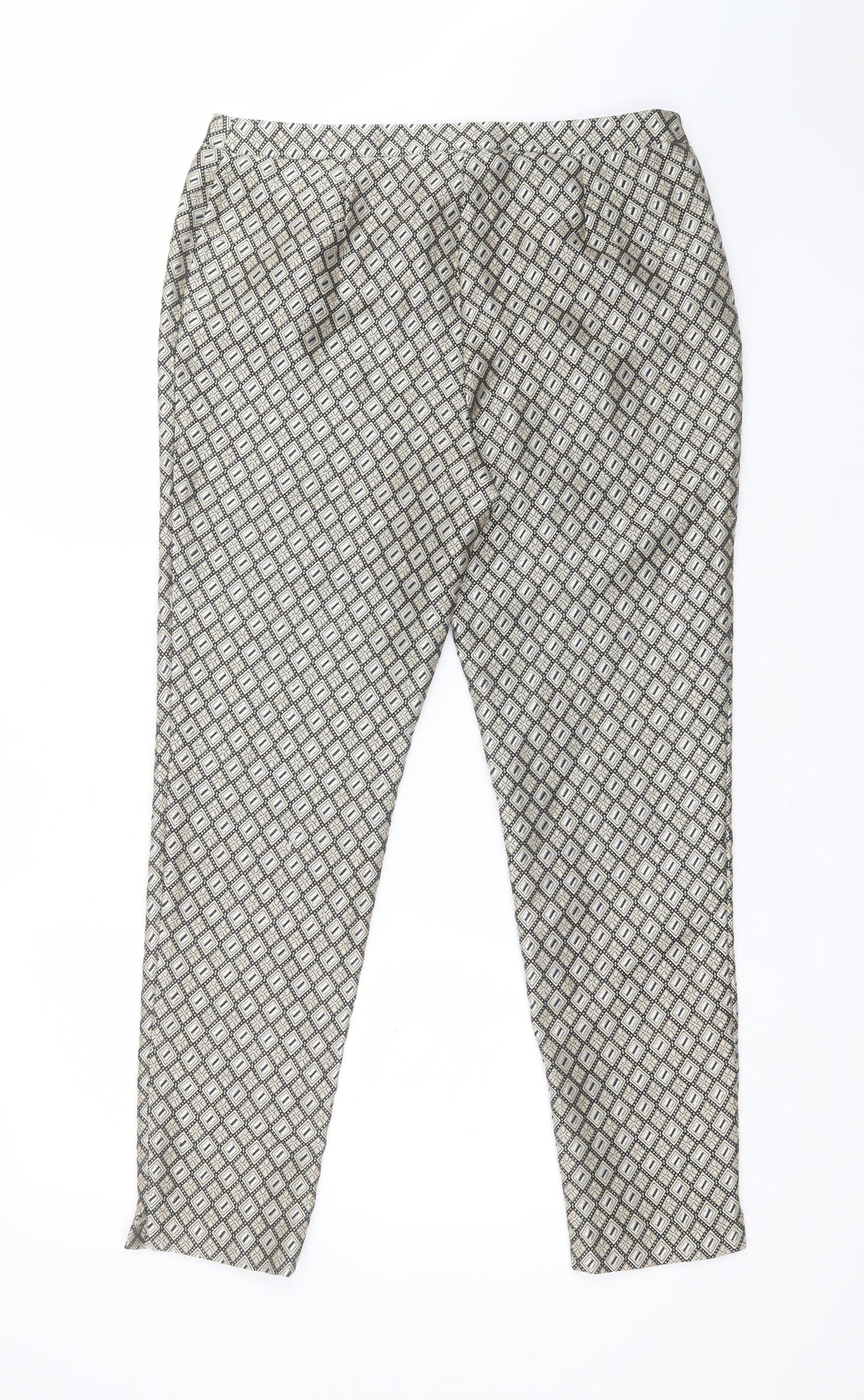 Peacocks Womens Multicoloured Argyle/Diamond Polyester Carrot Trousers Size 12 L29 in Regular