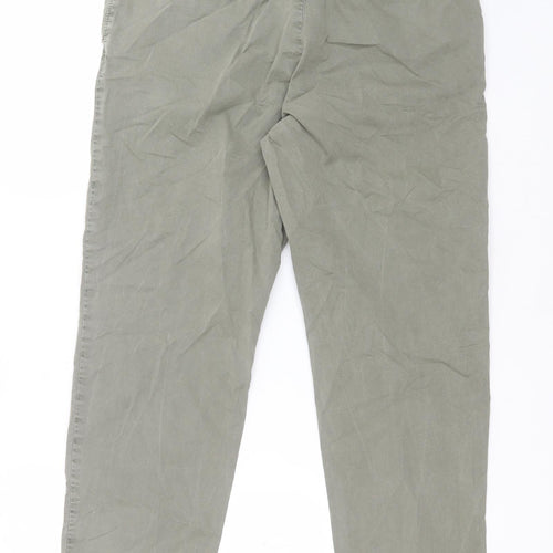 M&S Womens Green  Cotton Carrot Trousers Size 10 L26 in Regular