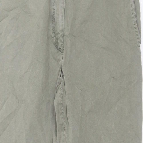 M&S Womens Green  Cotton Carrot Trousers Size 10 L26 in Regular