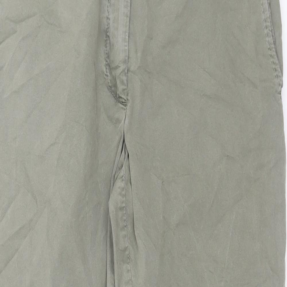 M&S Womens Green  Cotton Carrot Trousers Size 10 L26 in Regular