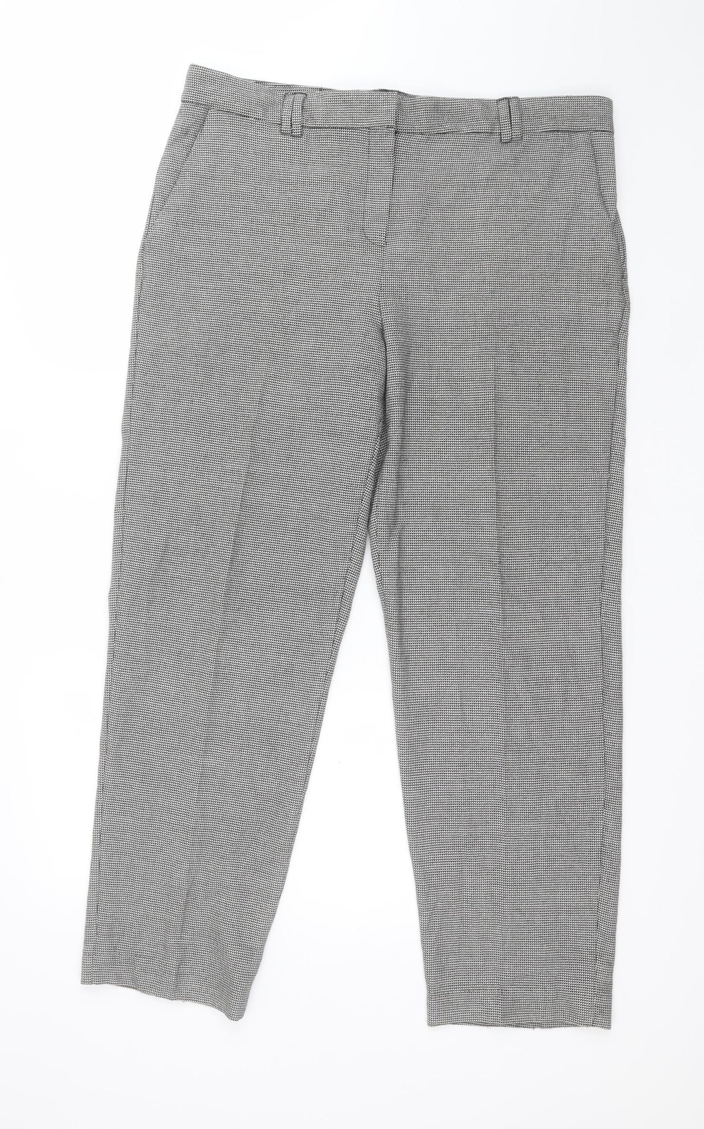 M&S Womens Multicoloured Houndstooth Polyester Carrot Trousers Size 14 L29 in Regular
