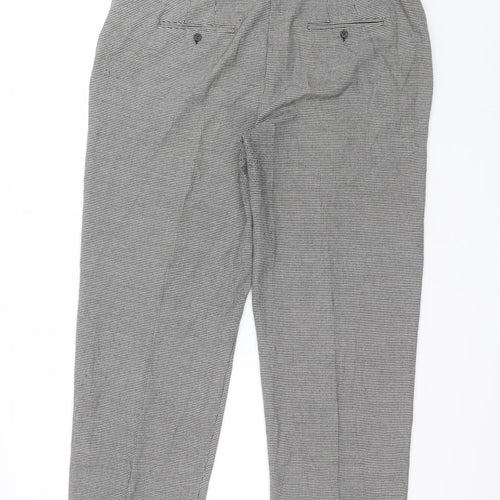 M&S Womens Multicoloured Houndstooth Polyester Carrot Trousers Size 14 L29 in Regular