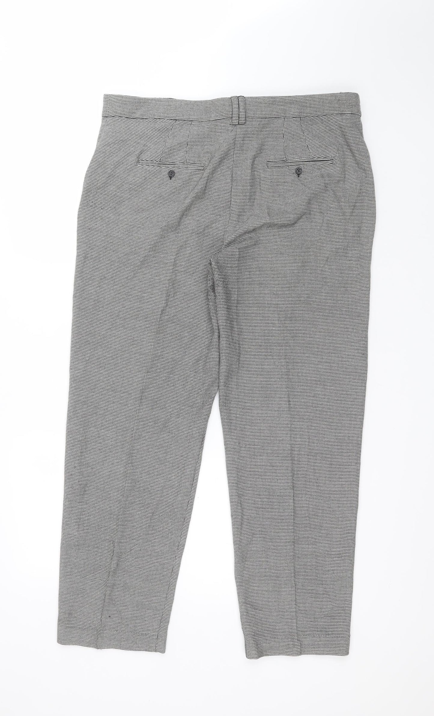 M&S Womens Multicoloured Houndstooth Polyester Carrot Trousers Size 14 L29 in Regular
