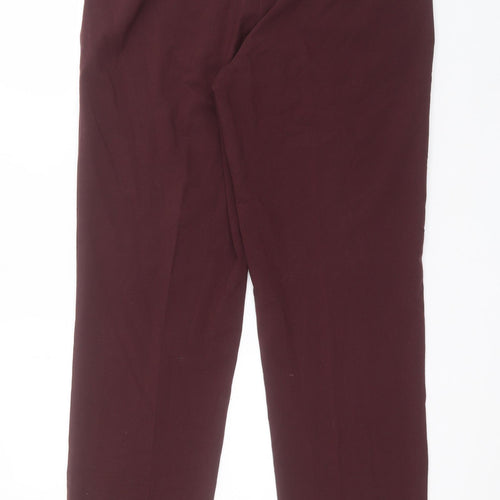 M&S Womens Brown  Polyester Carrot Trousers Size 14 L30 in Regular
