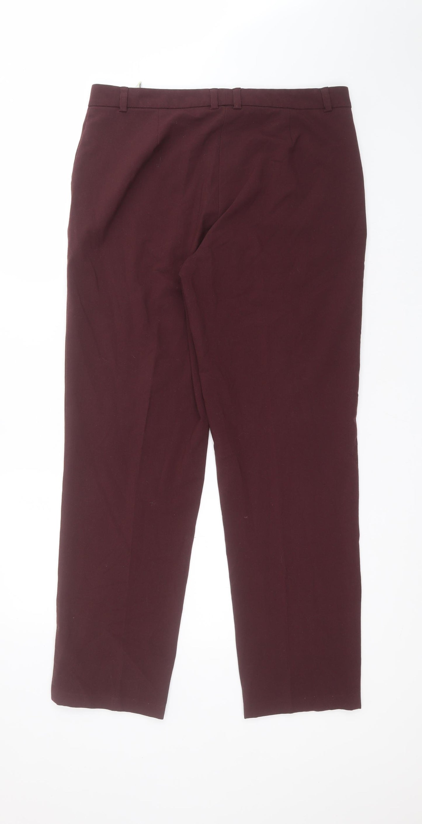 M&S Womens Brown  Polyester Carrot Trousers Size 14 L30 in Regular