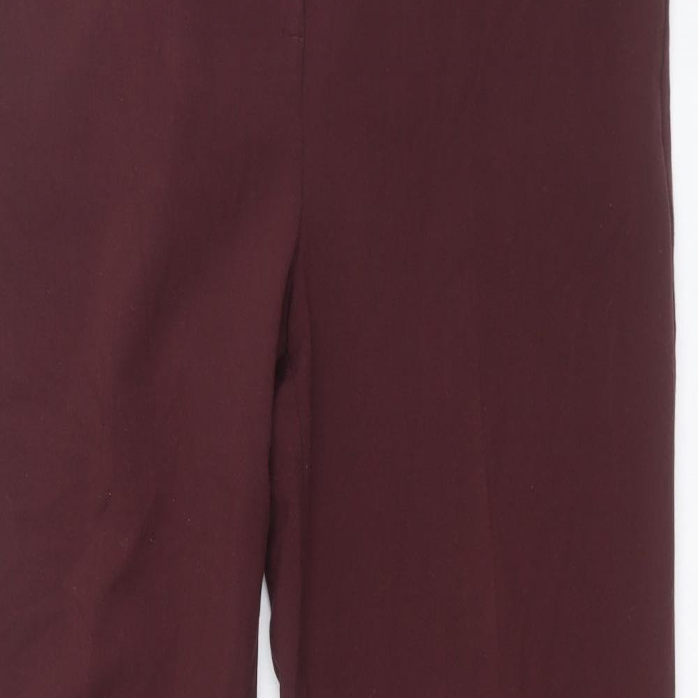 M&S Womens Brown  Polyester Carrot Trousers Size 14 L30 in Regular