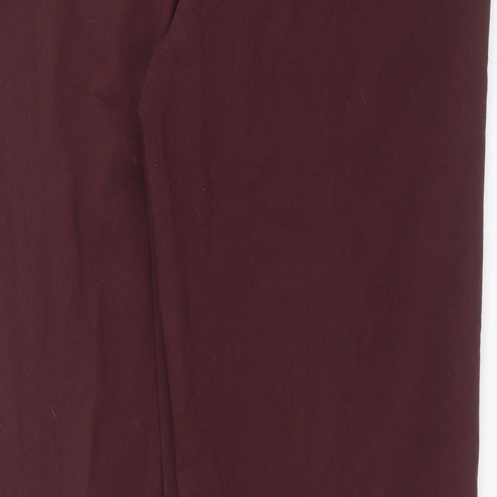M&S Womens Brown  Polyester Carrot Trousers Size 14 L30 in Regular