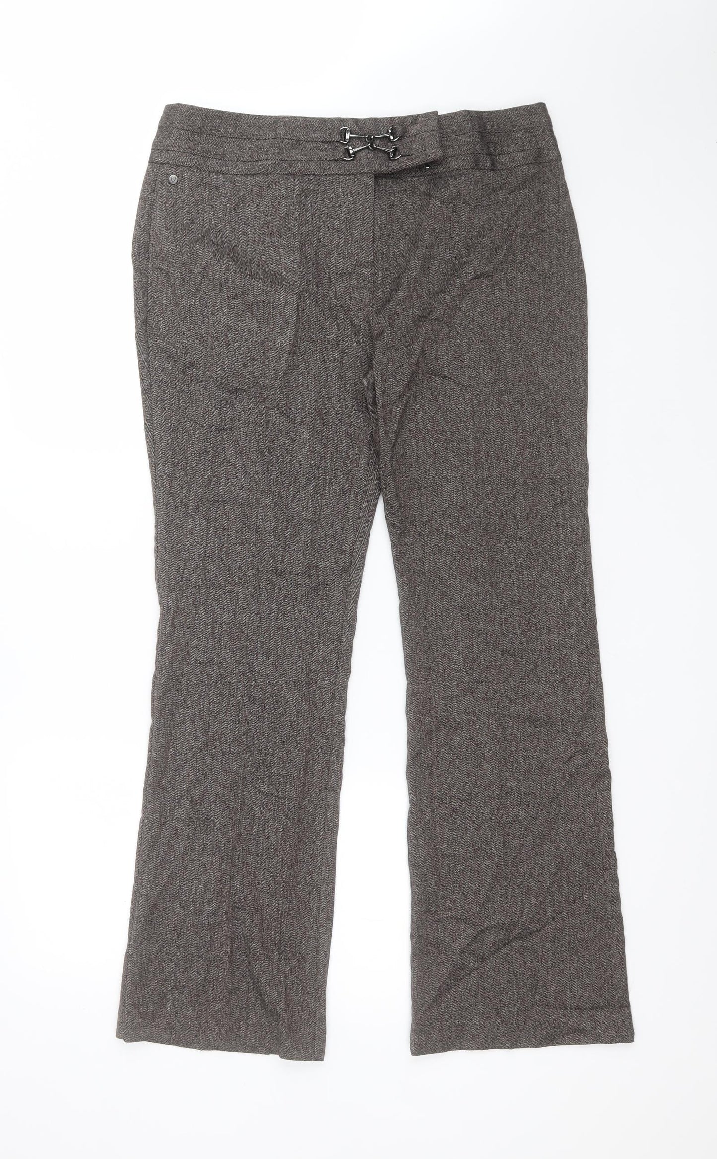 Per Una Womens Brown  Polyester Carrot Trousers Size 14 L30 in Regular