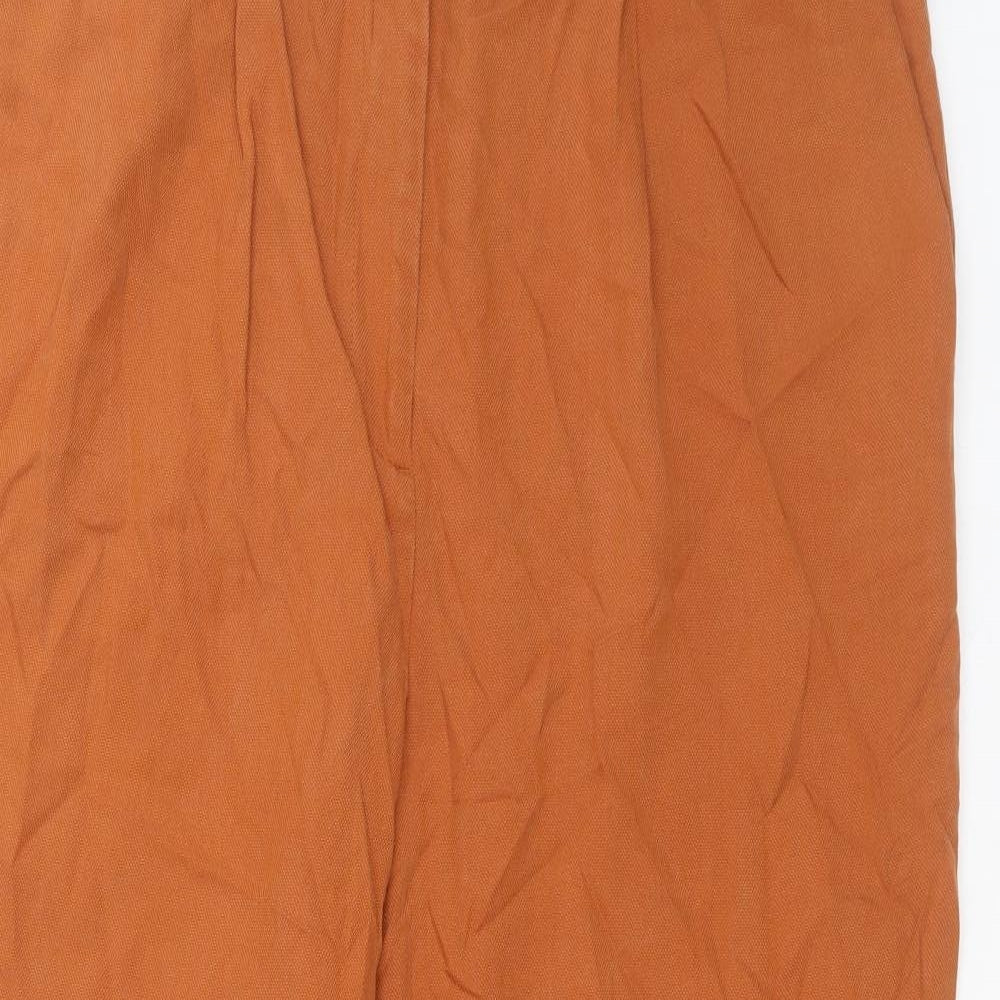 M&S Womens Brown  Lyocell Carrot Trousers Size 16 L24 in Regular