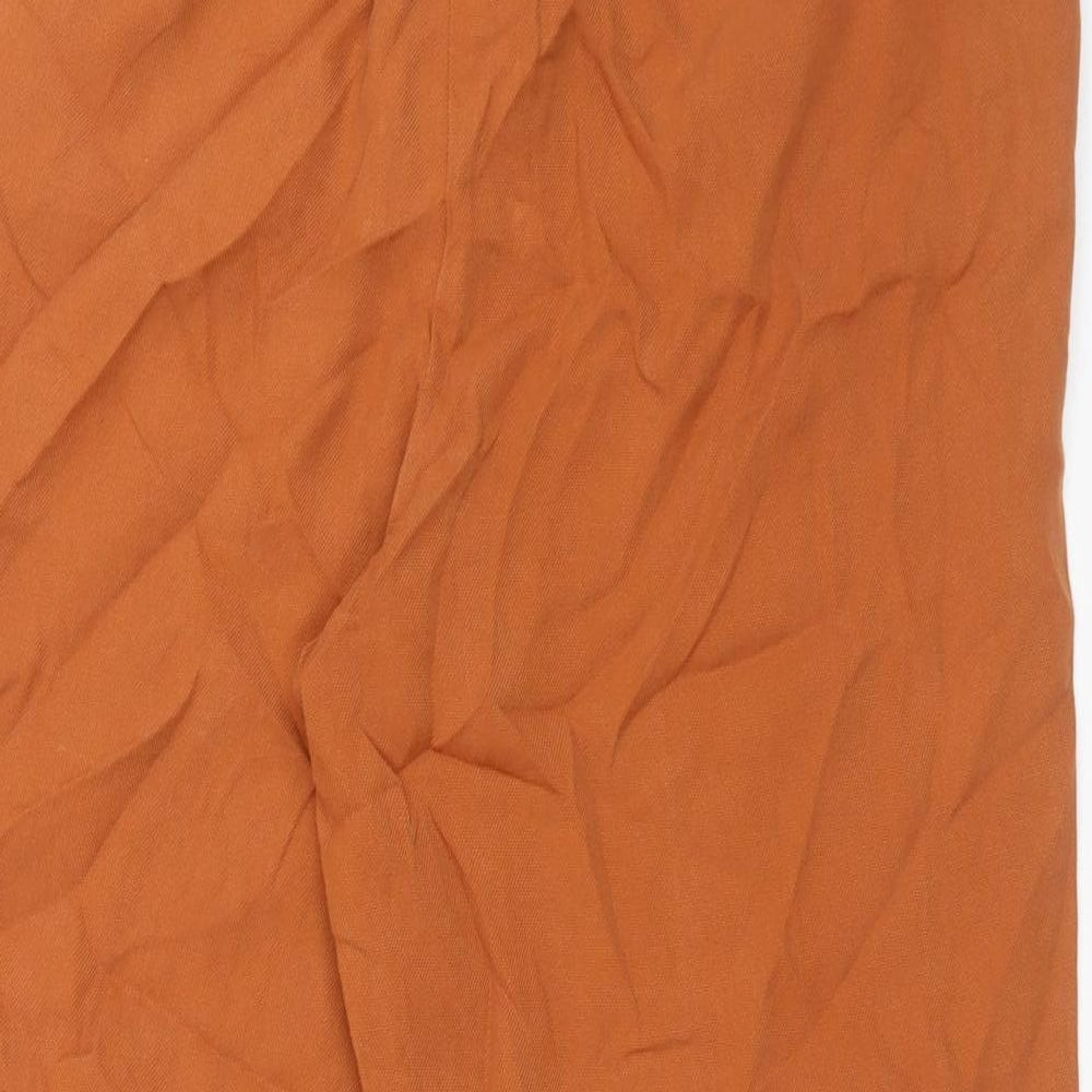 M&S Womens Brown  Lyocell Carrot Trousers Size 16 L24 in Regular