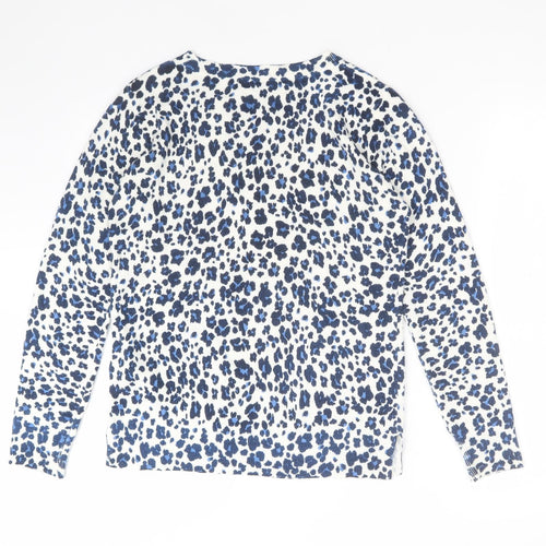 M&S Womens Multicoloured Animal Print Acrylic Basic T-Shirt Size 10 Round Neck