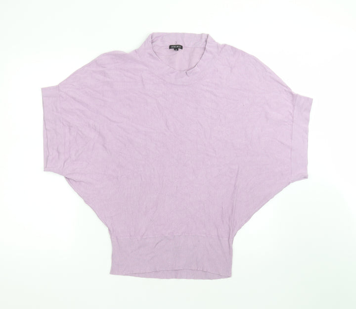 Amisu Womens Purple Basic T-Shirt Size S Round Neck