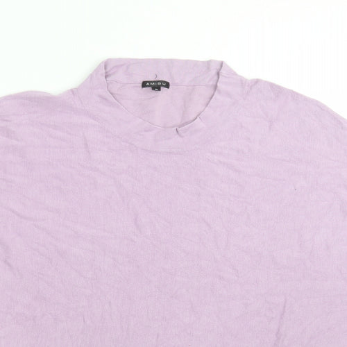 Amisu Womens Purple   Basic T-Shirt Size S Round Neck