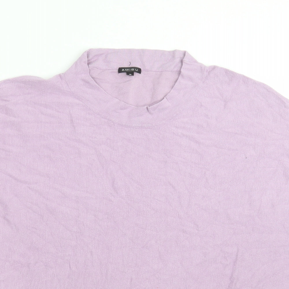 Amisu Womens Purple   Basic T-Shirt Size S Round Neck