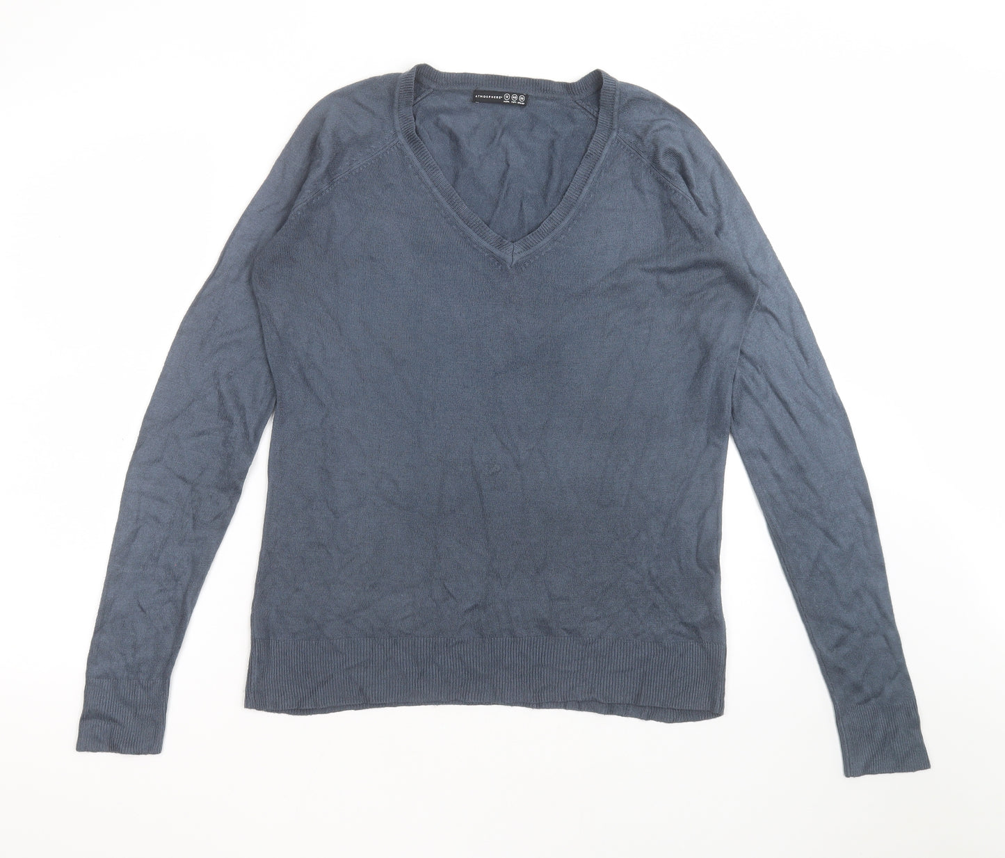 Atmosphere Womens Blue  Acrylic Basic T-Shirt Size 12 V-Neck