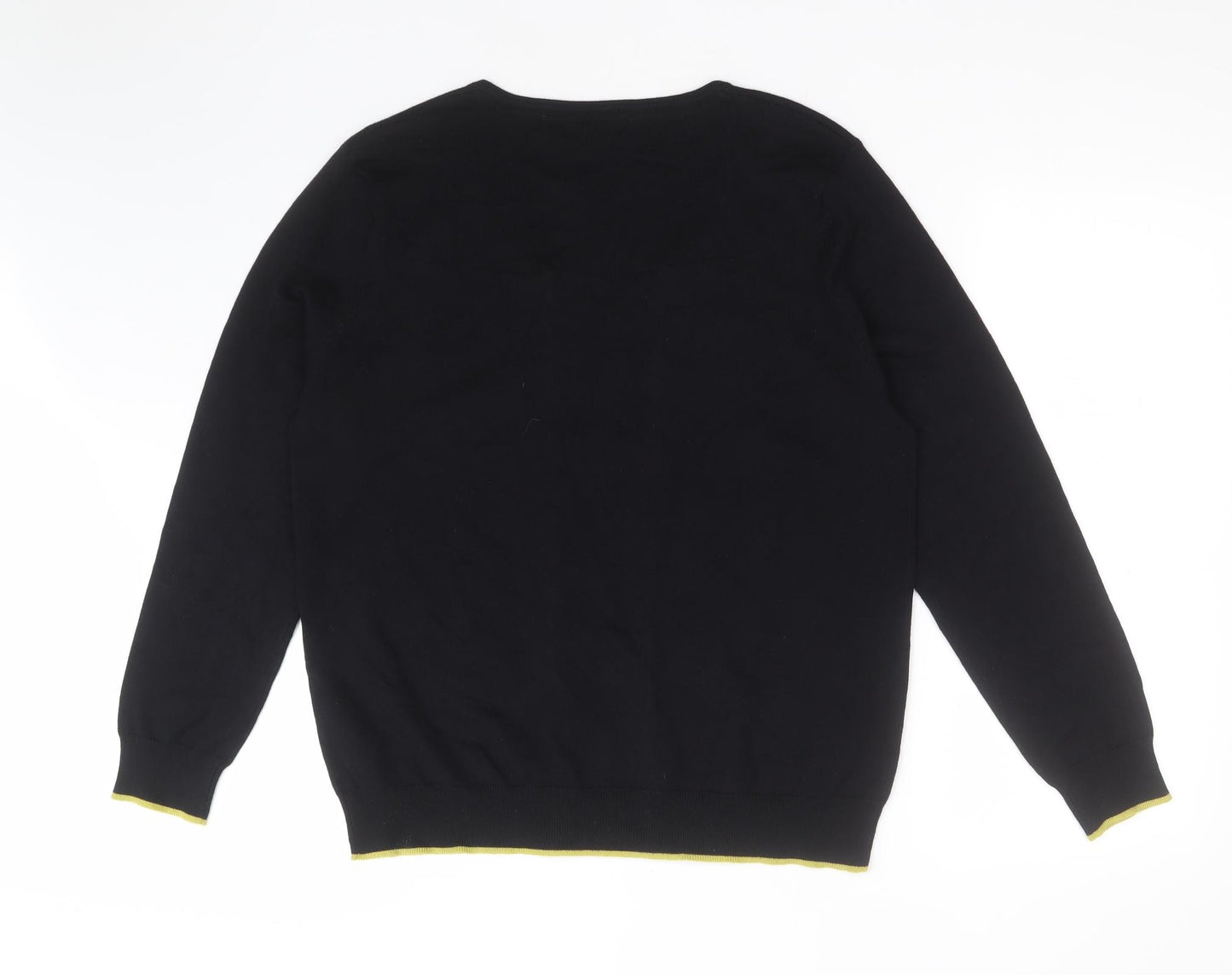 M&Co Womens Black Striped Viscose Basic T-Shirt Size 20 Scoop Neck