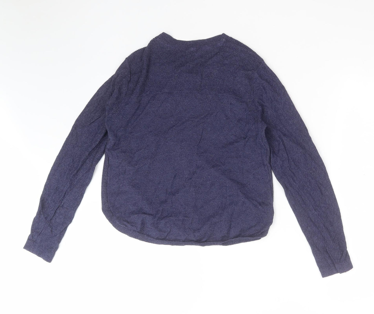 White Stuff Womens Blue Round Neck  Linen Cardigan Jumper Size 10