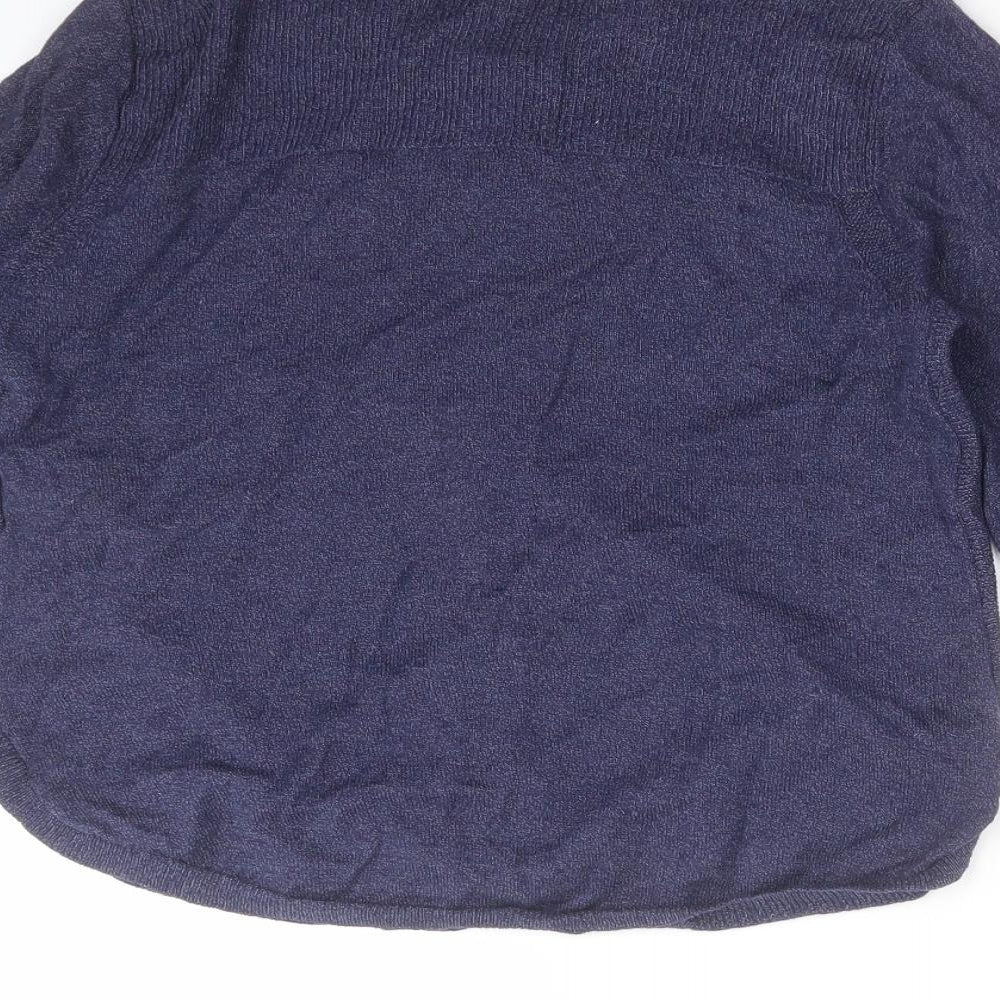 White Stuff Womens Blue Round Neck  Linen Cardigan Jumper Size 10