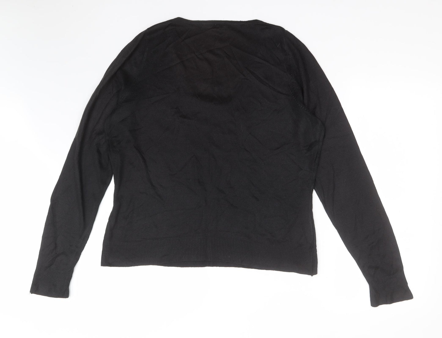 TESCO Womens Black  Acrylic Basic T-Shirt Size 18 V-Neck