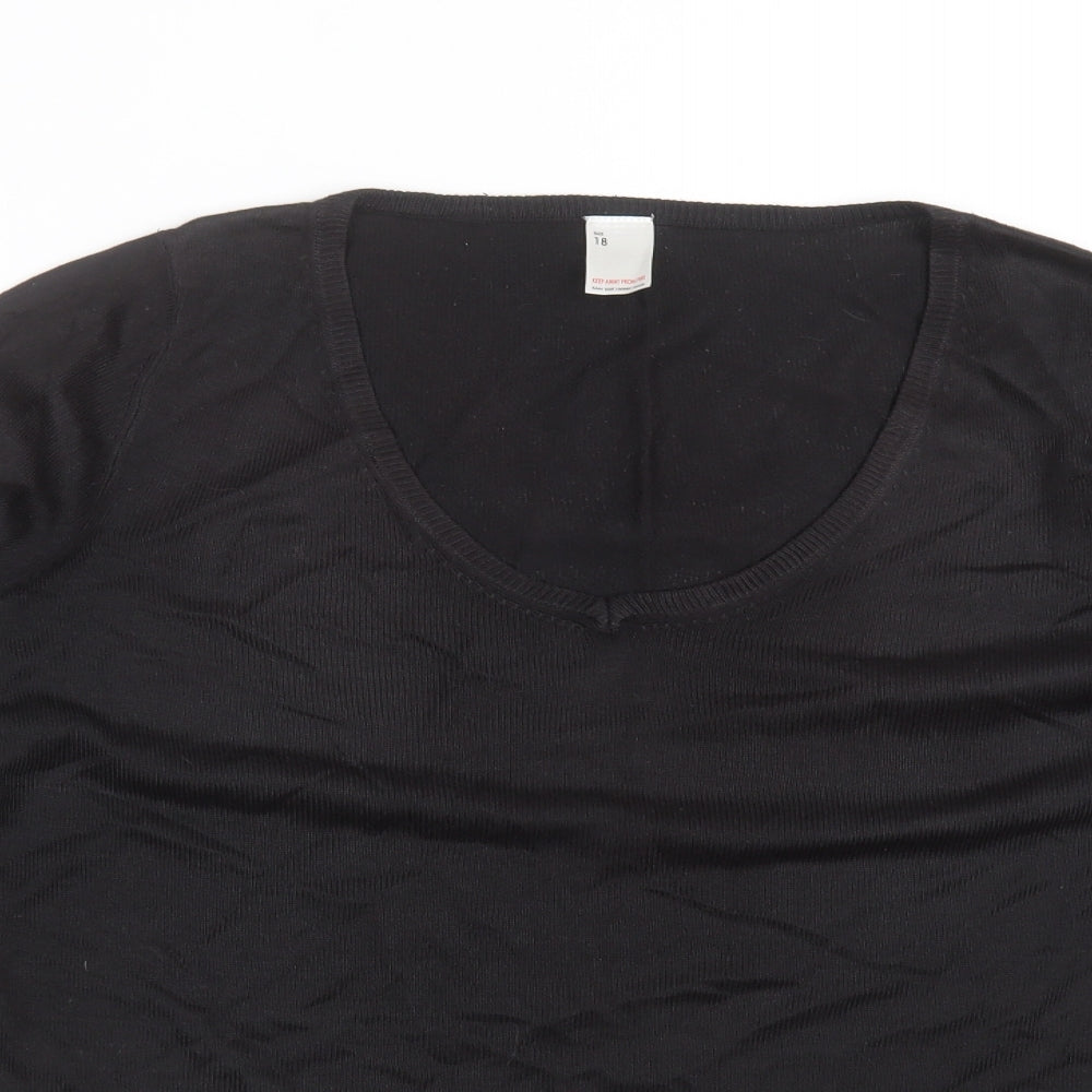 TESCO Womens Black  Acrylic Basic T-Shirt Size 18 V-Neck