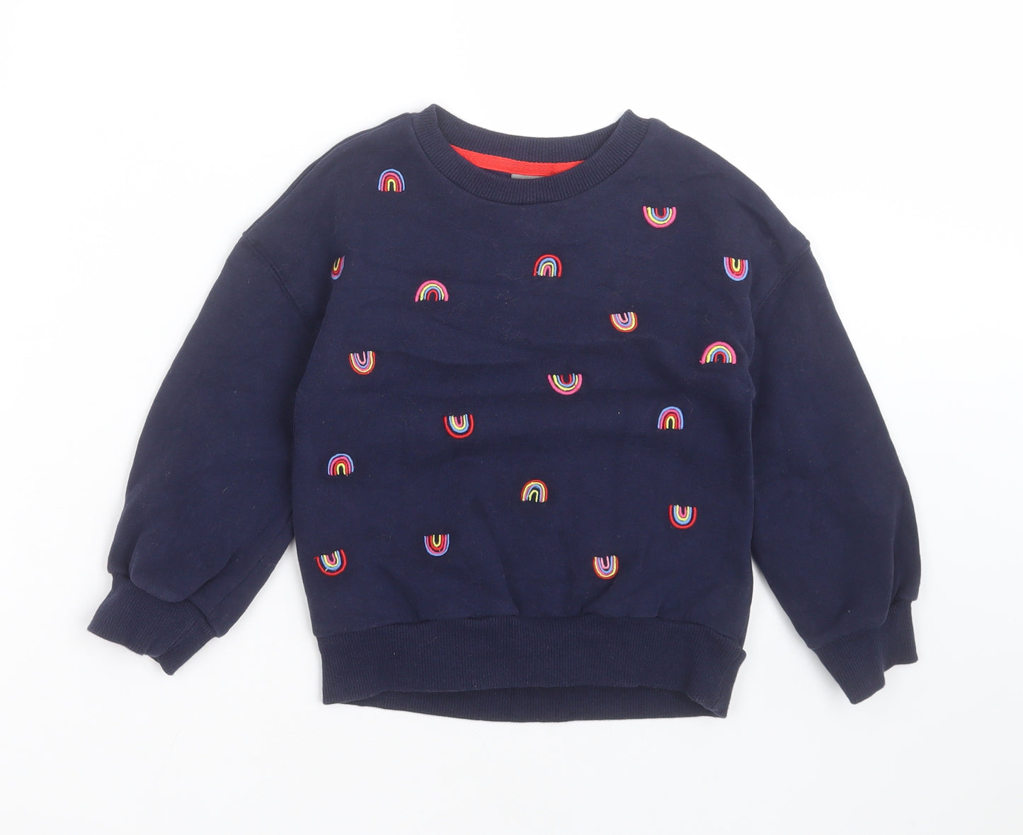 NEXT Girls Blue  Cotton Pullover Sweatshirt Size 5 Years   - RAINBOWS