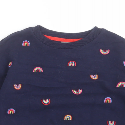 NEXT Girls Blue  Cotton Pullover Sweatshirt Size 5 Years   - RAINBOWS