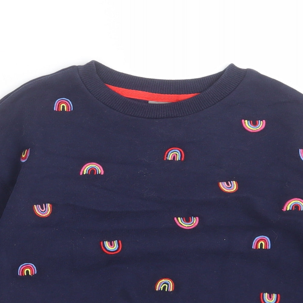 NEXT Girls Blue  Cotton Pullover Sweatshirt Size 5 Years   - RAINBOWS