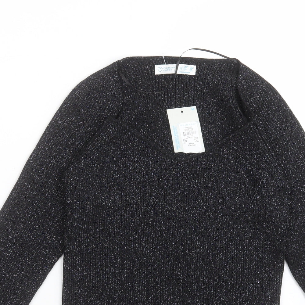 Primark Womens Black  Polyester Basic T-Shirt Size S Scoop Neck