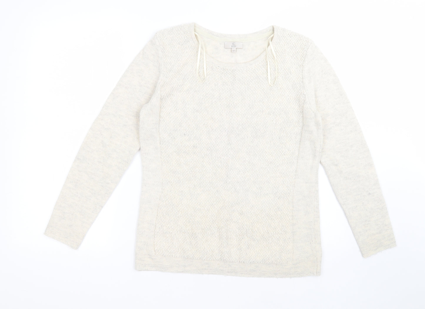 CC Womens Beige  Acrylic Basic T-Shirt Size M Round Neck