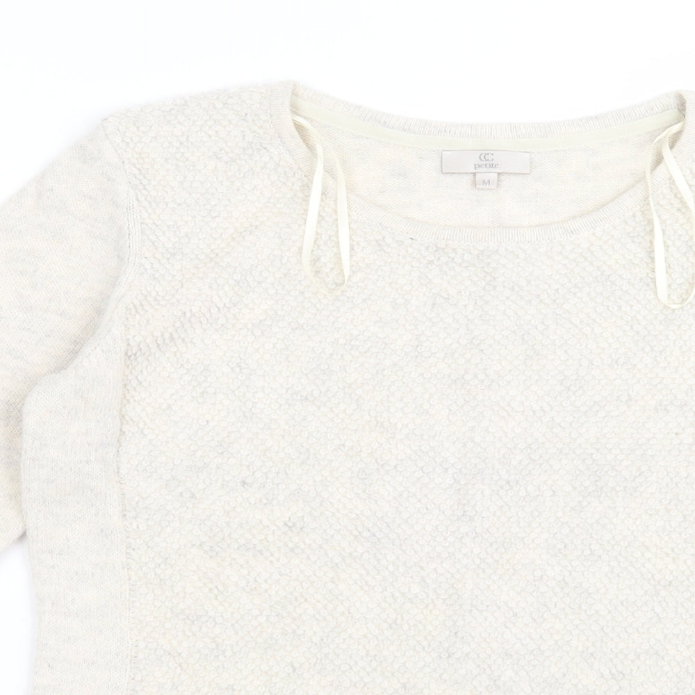 CC Womens Beige  Acrylic Basic T-Shirt Size M Round Neck