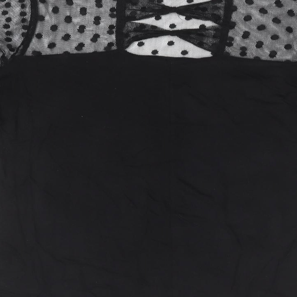 Dorothy Perkins Womens Black Polka Dot Viscose Basic T-Shirt Size 14 Round Neck