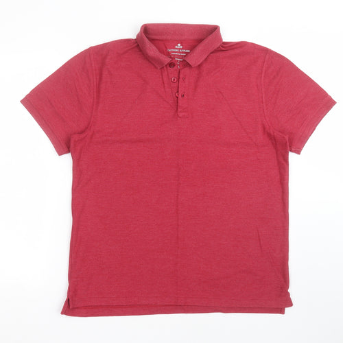 Easy Mens Red  Cotton  Polo Size L Collared