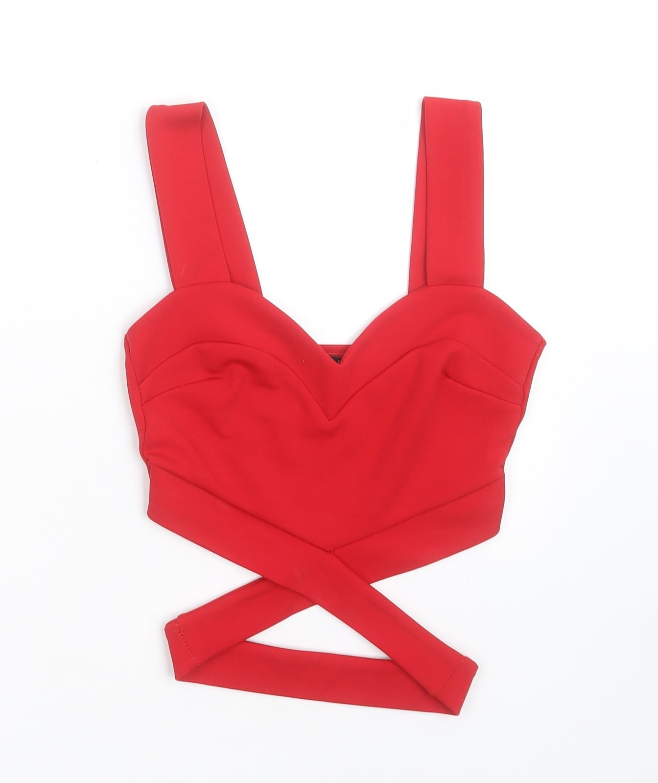 Boohoo Womens Red  Polyester Cropped T-Shirt Size 6 Sweetheart
