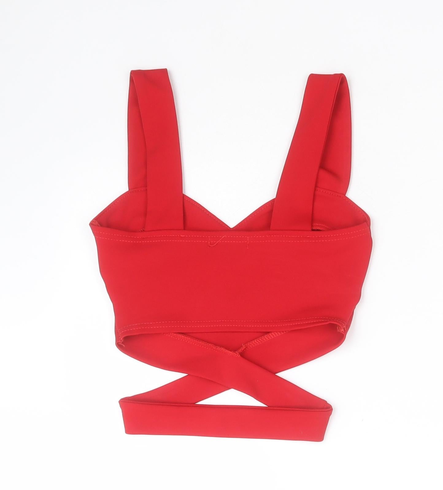 Boohoo Womens Red  Polyester Cropped T-Shirt Size 6 Sweetheart