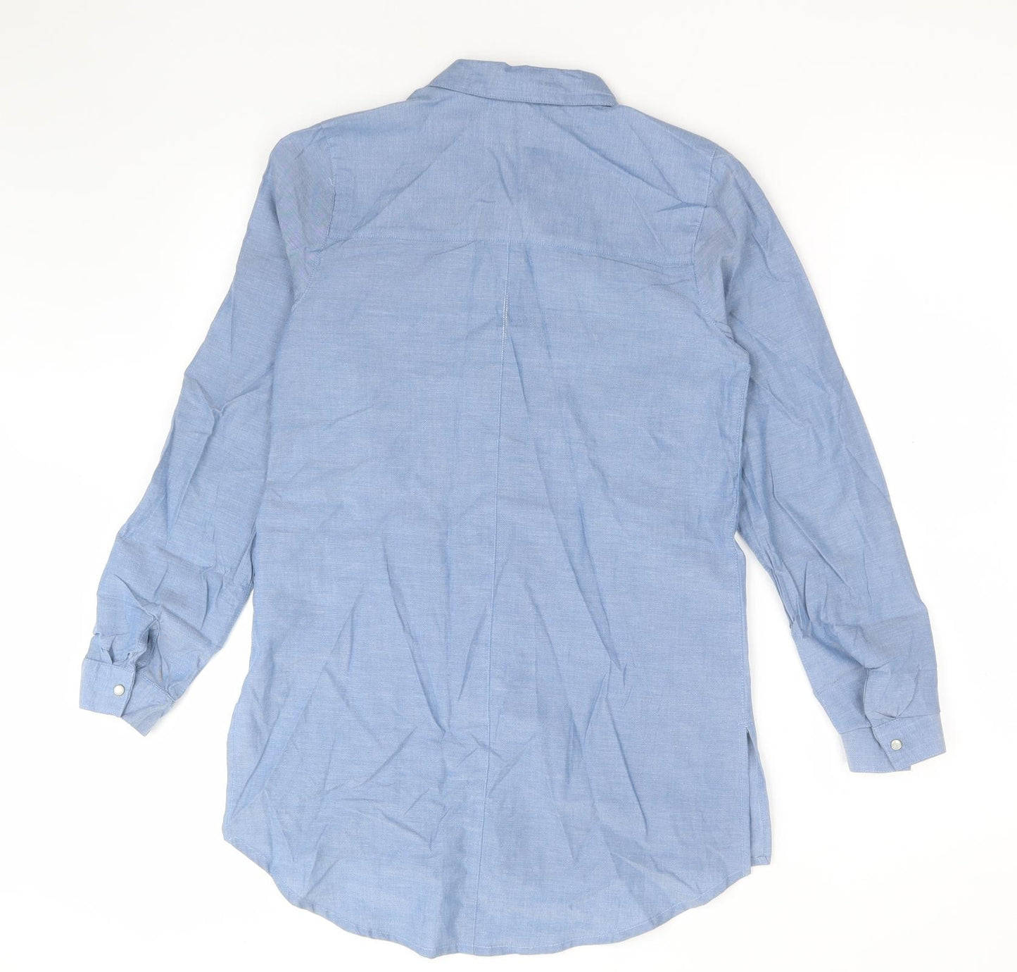 George Girls Blue Floral Cotton Basic Button-Up Size 12-13 Years Collared