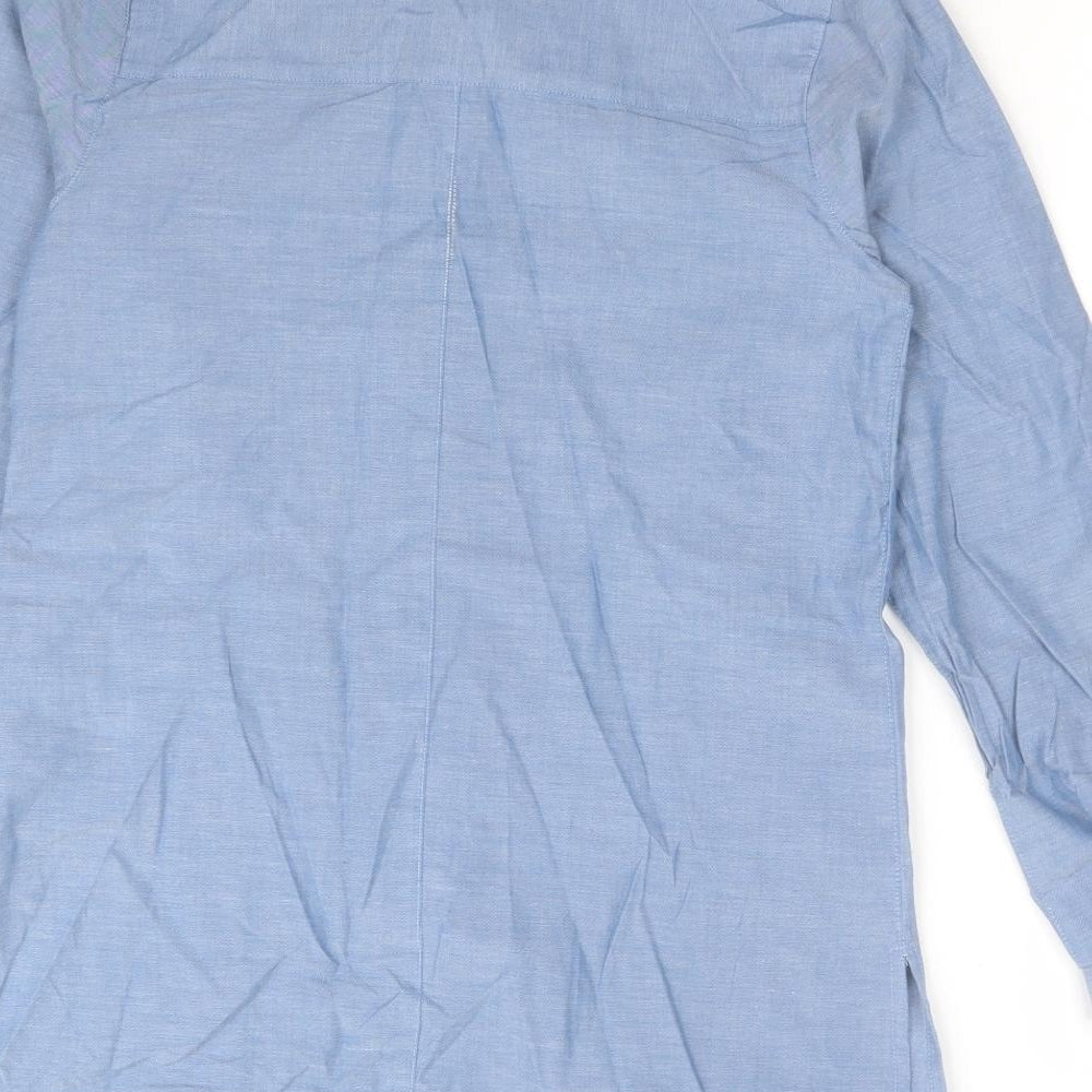 George Girls Blue Floral Cotton Basic Button-Up Size 12-13 Years Collared