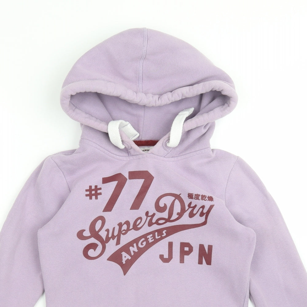 Superdry Womens Purple  Cotton Pullover Hoodie Size XS