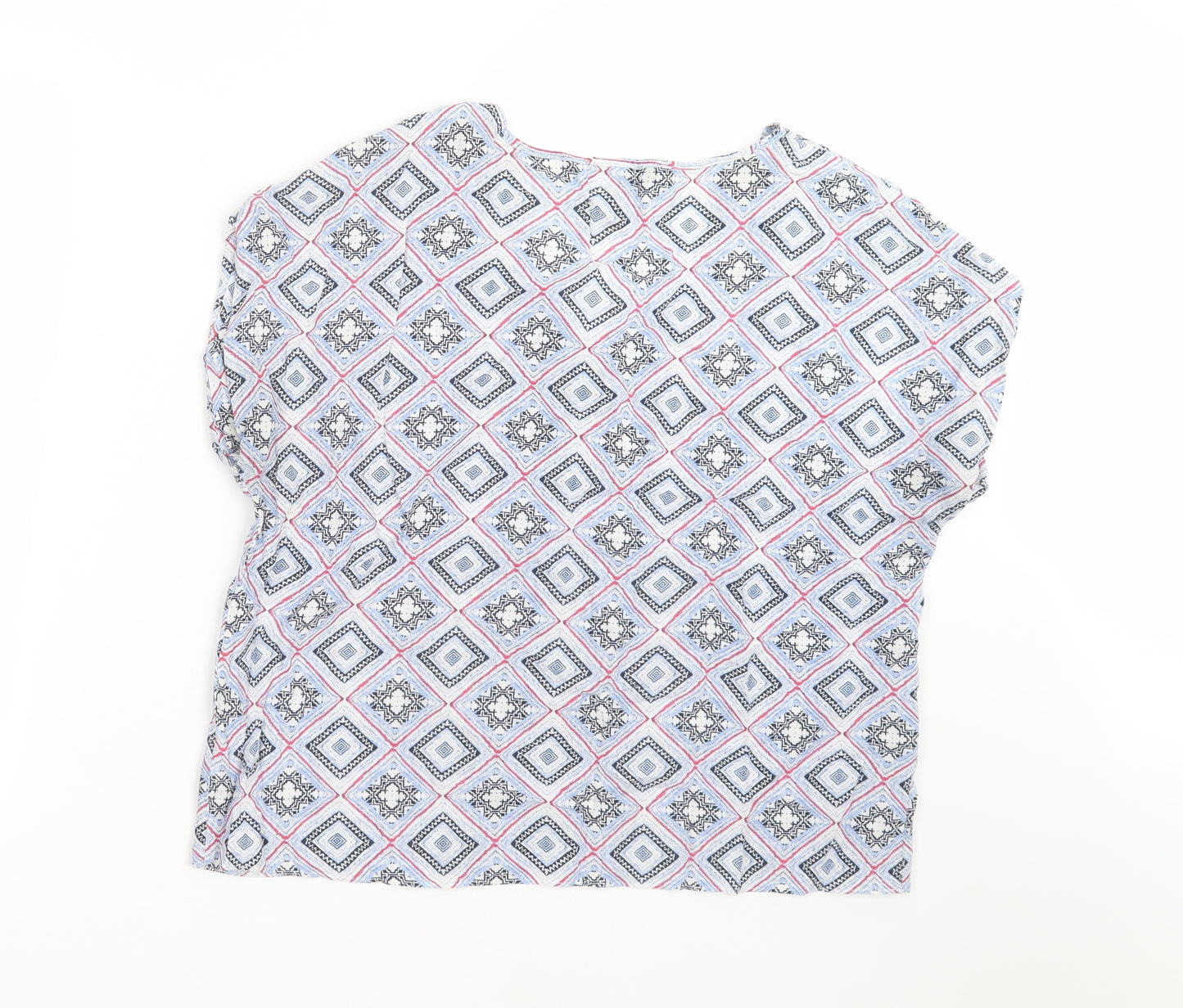 Atmosphere Womens Multicoloured Argyle/Diamond Viscose Basic T-Shirt Size 16 V-Neck
