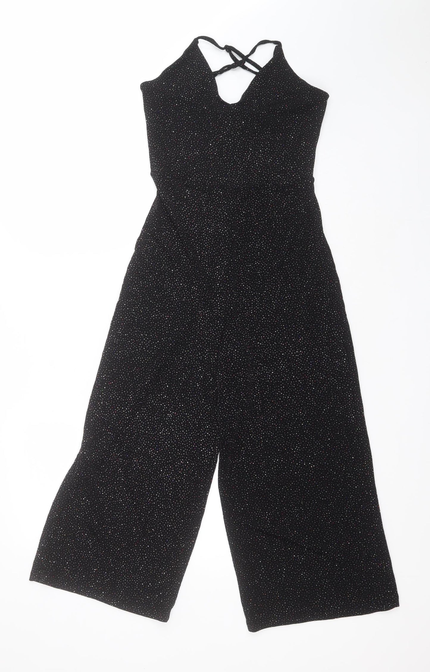 Primark Womens Black Polka Dot Nylon Jumpsuit One-Piece Size 8