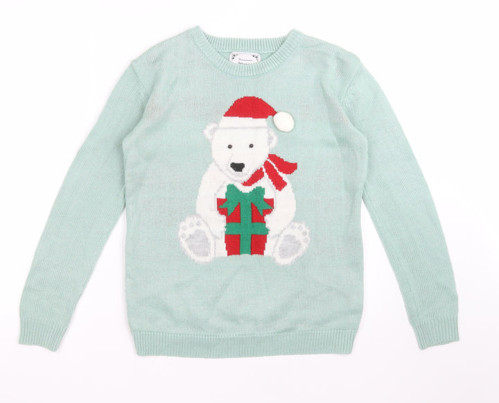 Atmosphere Womens Green Acrylic Pullover Sweatshirt Size XS - POLAR BEAR CHRISTMAS