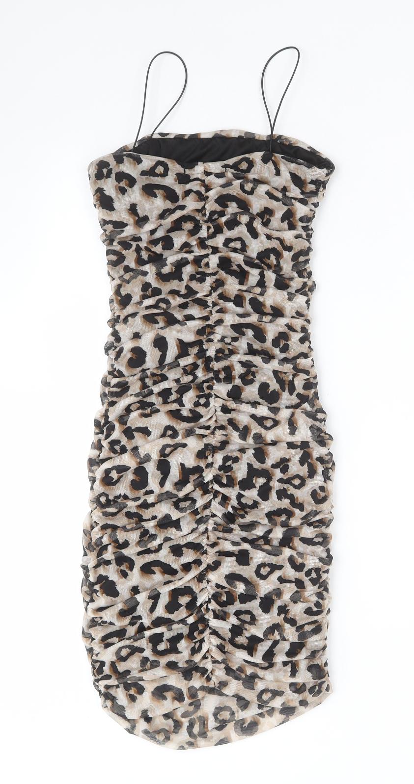Quiz Womens Multicoloured Animal Print Polyester Bodycon  Size 6  Square Neck