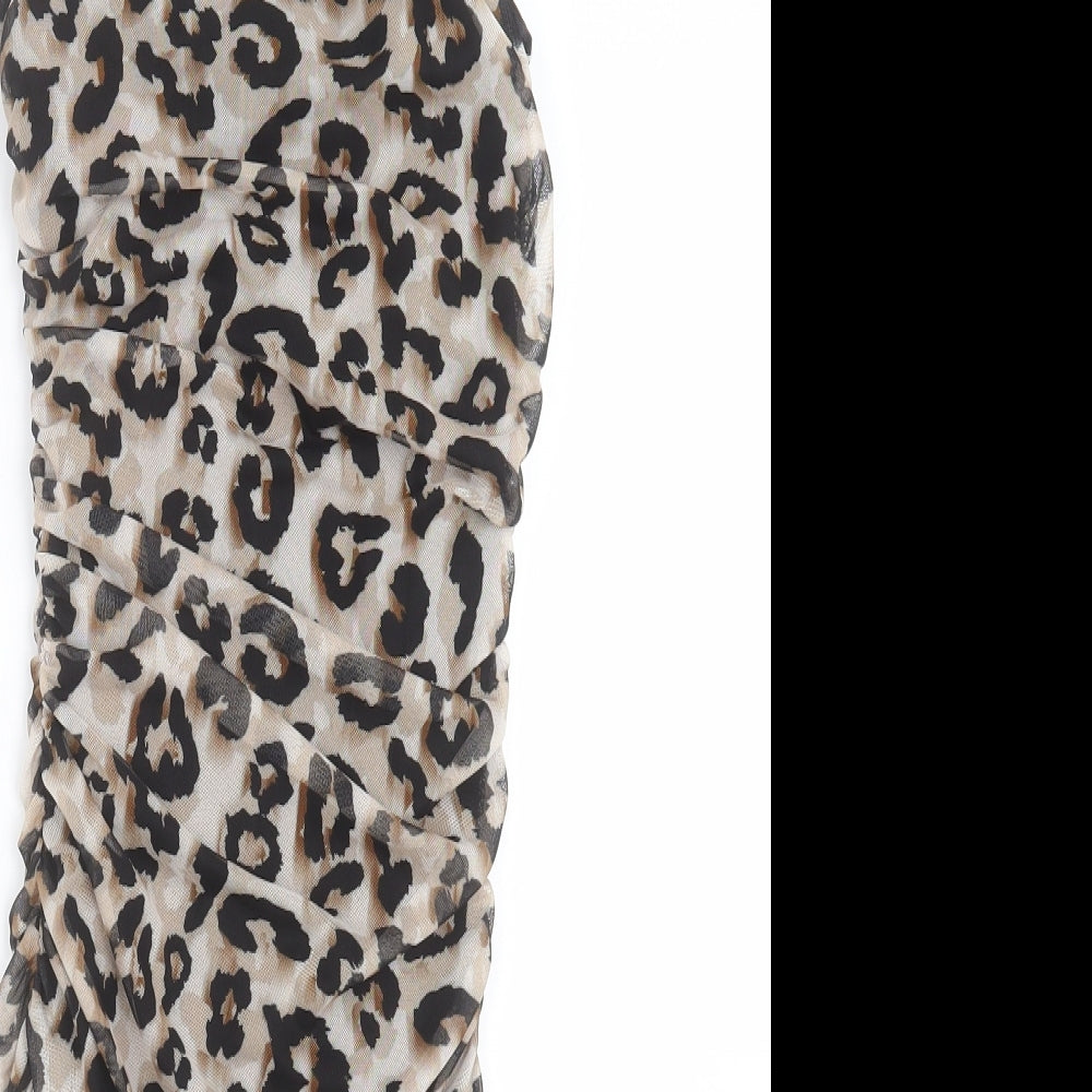 Quiz Womens Multicoloured Animal Print Polyester Bodycon  Size 6  Square Neck