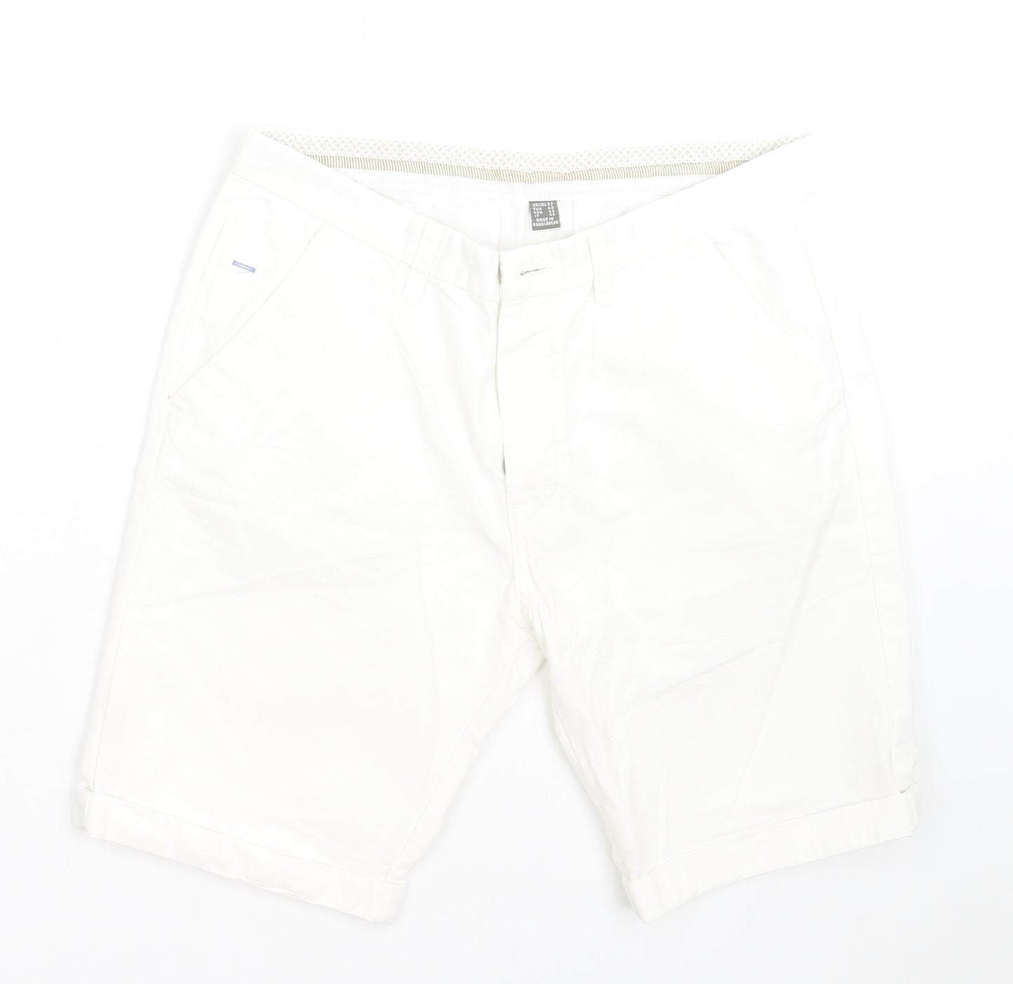 Primark Mens White  Cotton Chino Shorts Size 32 L9 in Regular