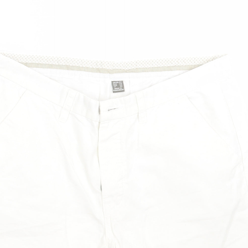Primark Mens White  Cotton Chino Shorts Size 32 L9 in Regular