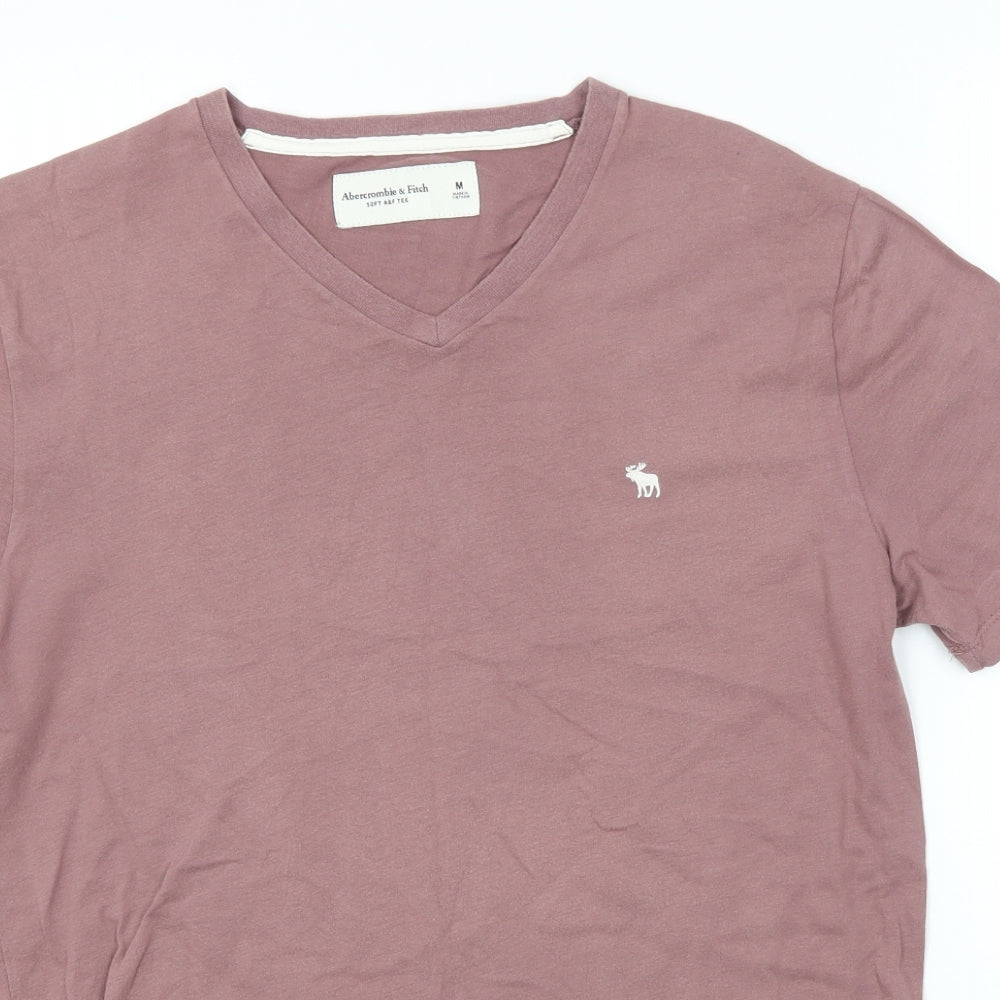 Abercrombie & Fitch Mens Grey  Cotton  T-Shirt Size M V-Neck