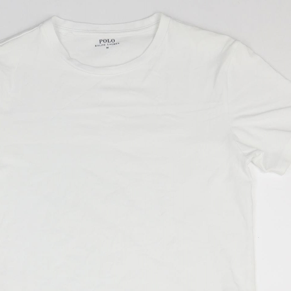 Polo Ralph Lauren Womens White  Cotton Basic T-Shirt Size M Round Neck
