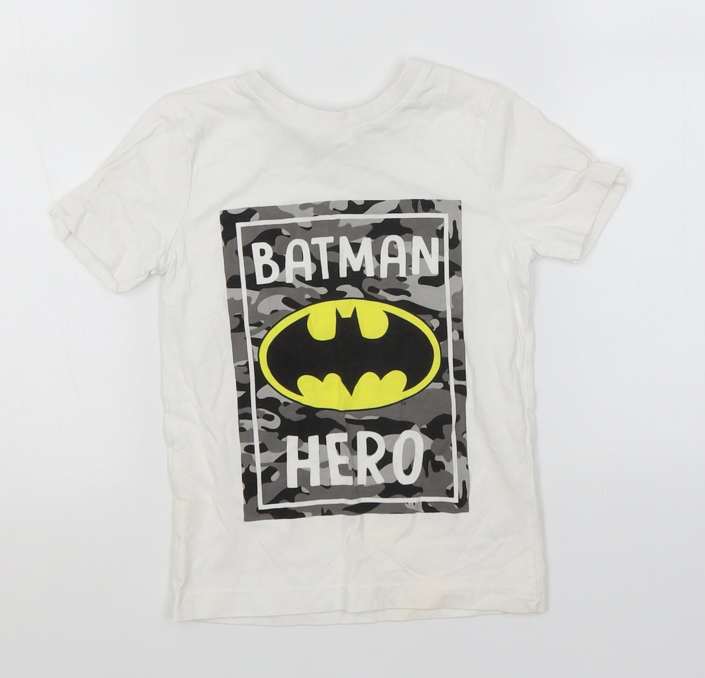 Batman Boys White  Cotton Basic T-Shirt Size 3-4 Years Round Neck  - Batman Hero