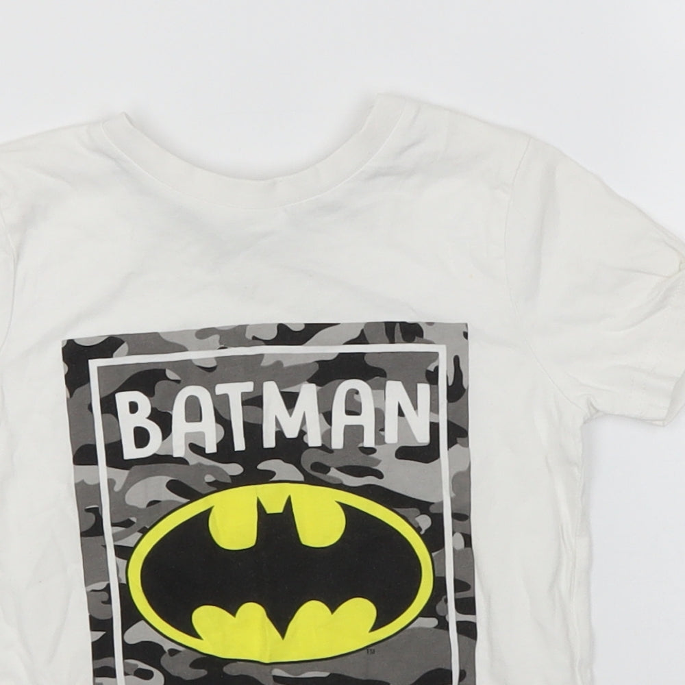 Batman Boys White  Cotton Basic T-Shirt Size 3-4 Years Round Neck  - Batman Hero